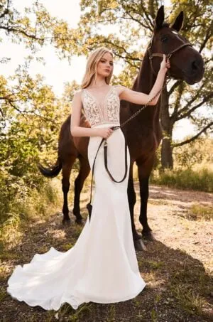 Breathtaking Lace Bodice Wedding Dress - Style #2297 | Mikaella Bridal