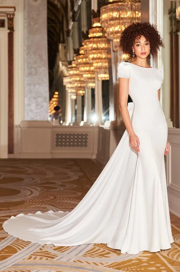 Puff Sleeve Wedding Dress - Style #2350 | Mikaella Bridal
