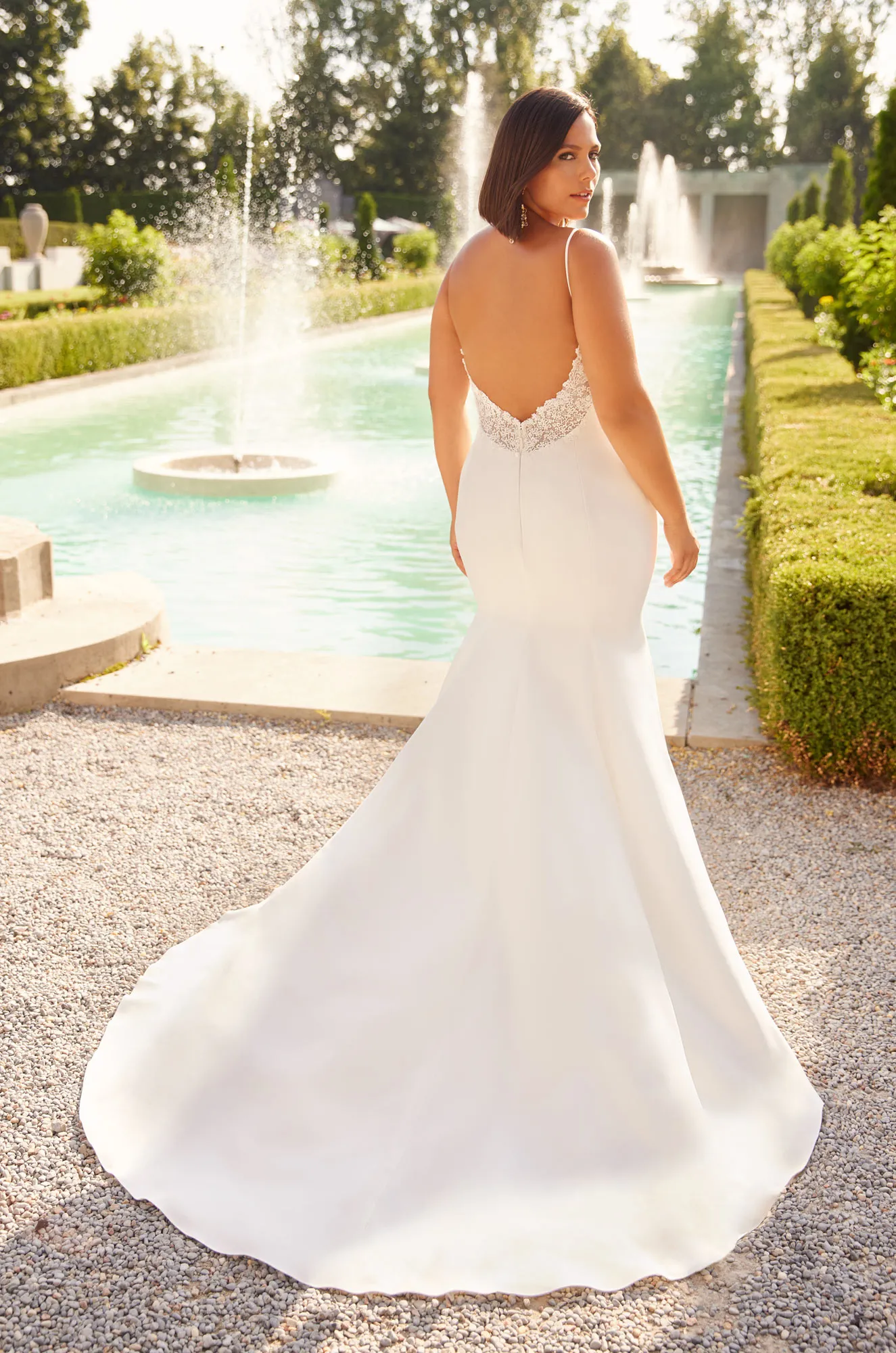 Crepe Skirt Slit Wedding Dress - Style P5029 | Paloma Blanca