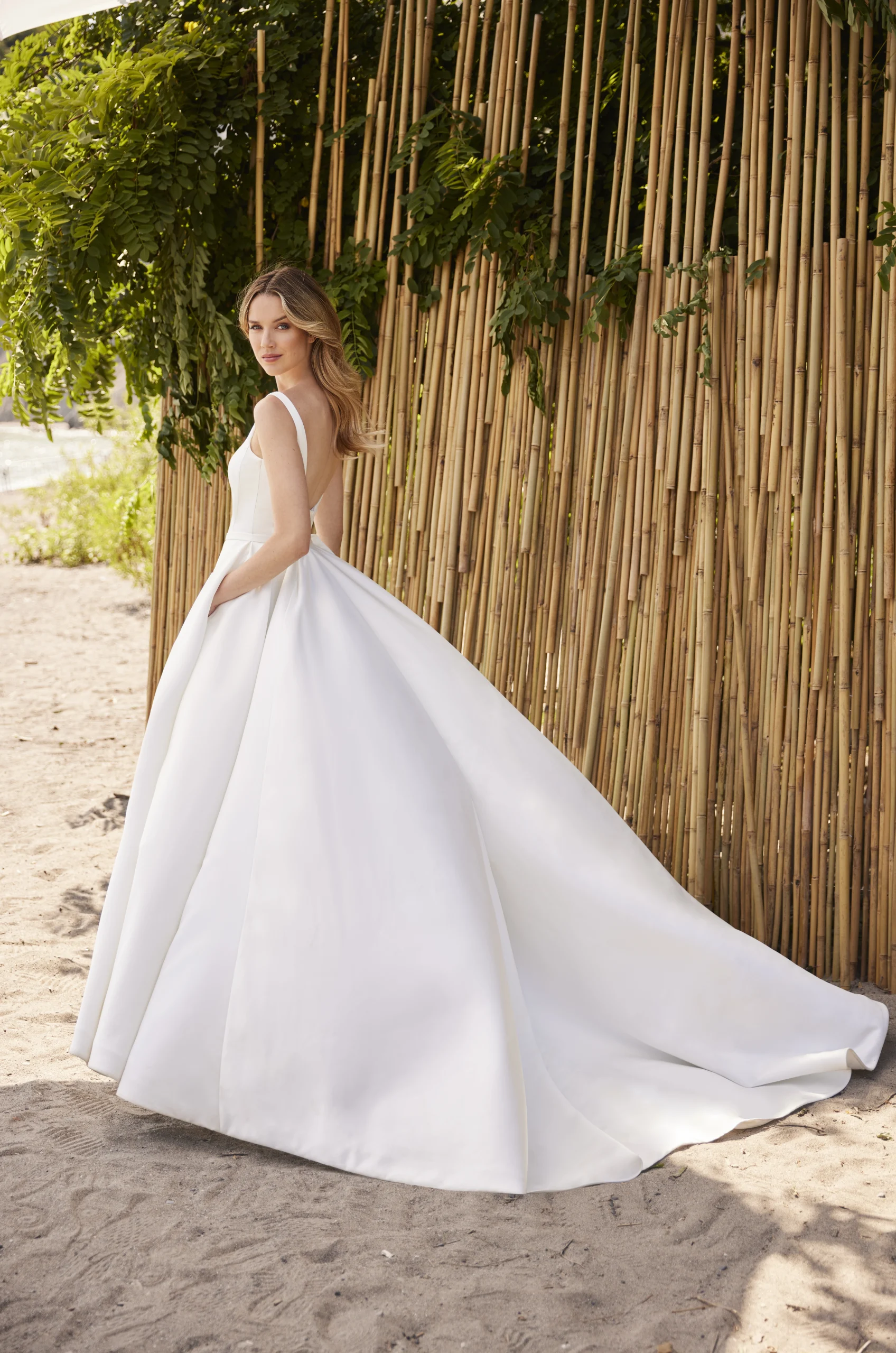 Square Neck Wedding Dress with Full Skirt - Style #M2482 | Mikaella Bridal