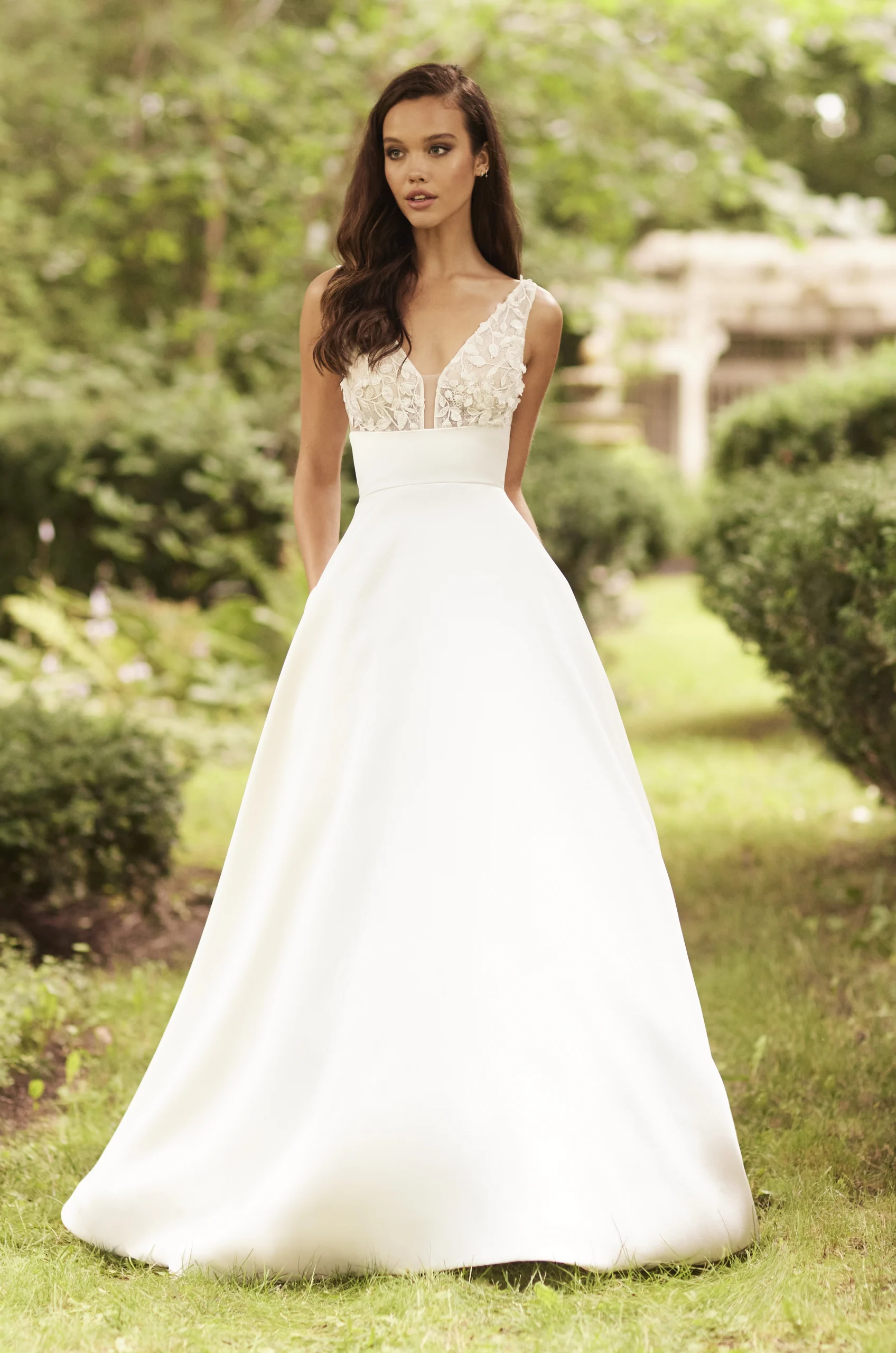 Mikado Cummerbund Ball Gown Wedding Dress- Style #P5078 from Paloma Blanca