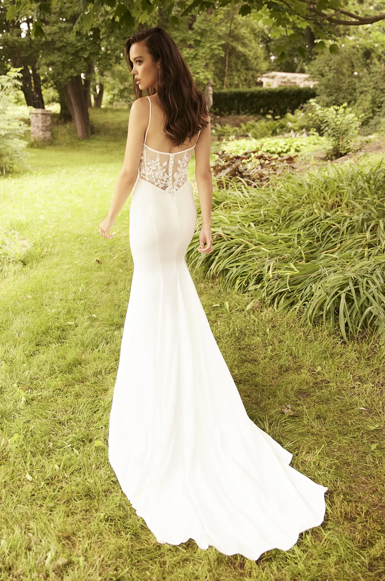 Style P5162-Satin Wedding Dress with Plunging Cowl Neckline