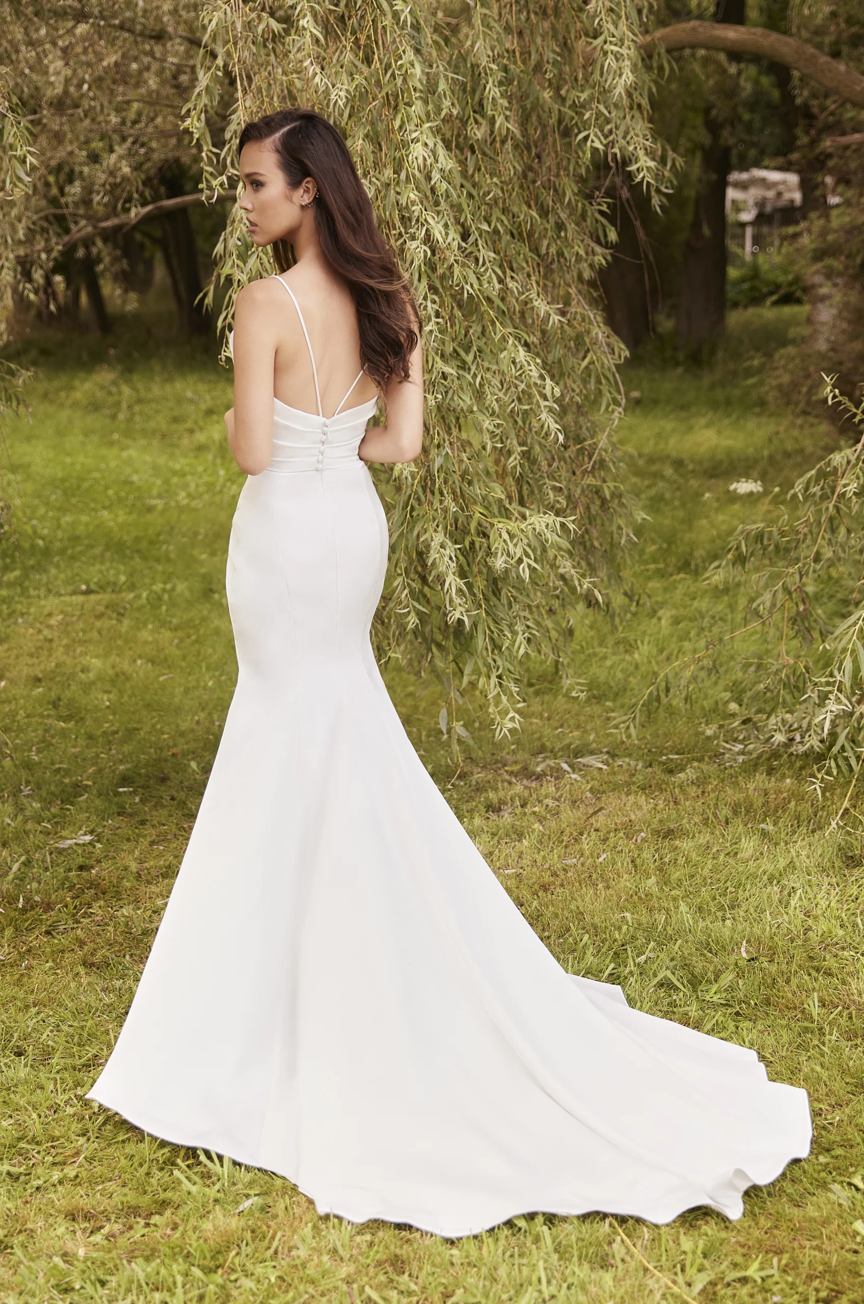 Charmeuse Draped Gown with Slit Wedding Dress - Style #P5088 from Paloma Blanca