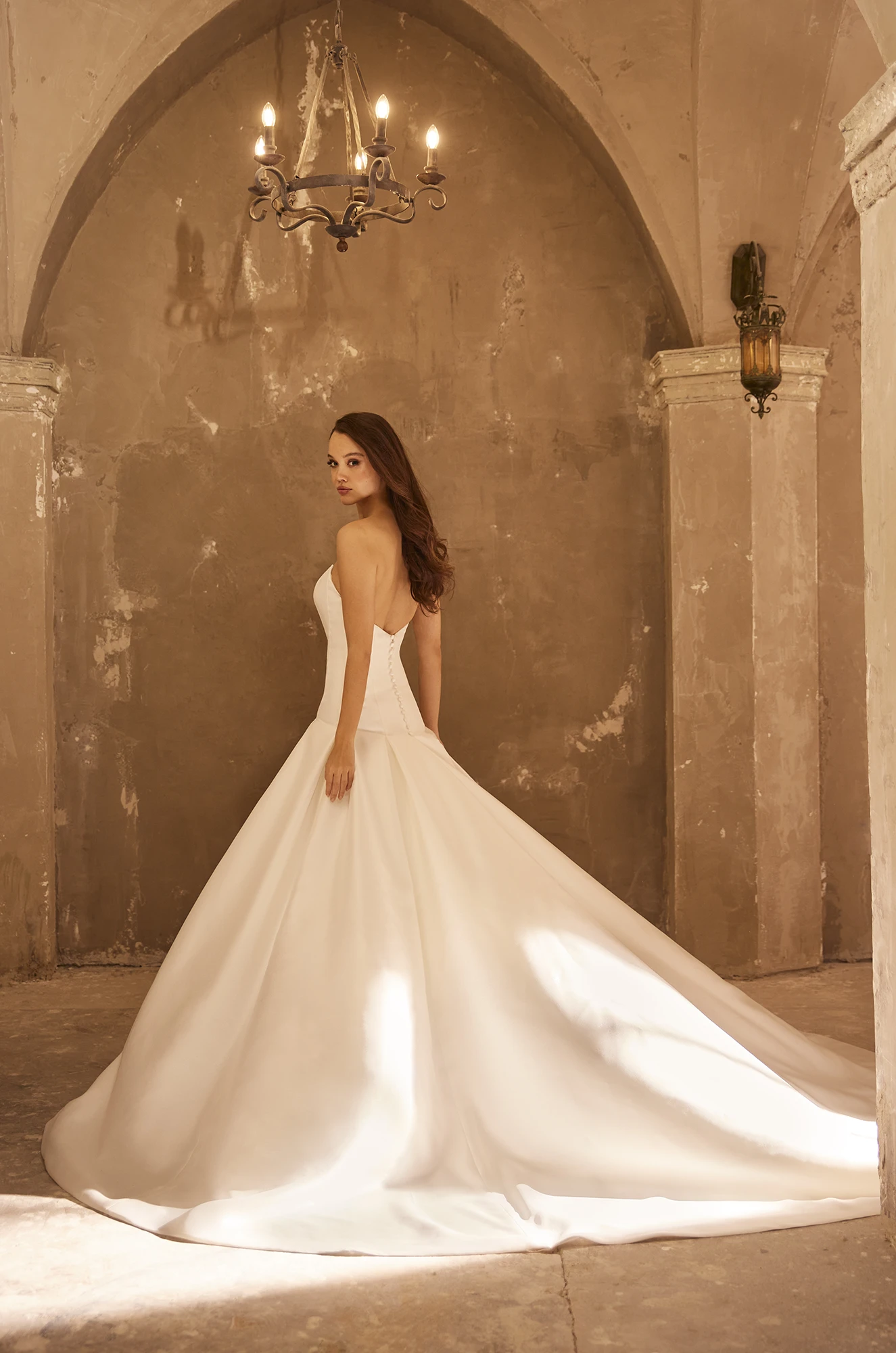 P5100 | Drop Waist Mikado Wedding Dress - Paloma Blanca P5100 | Drop Waist Mikado Wedding Dress - Paloma Blanca