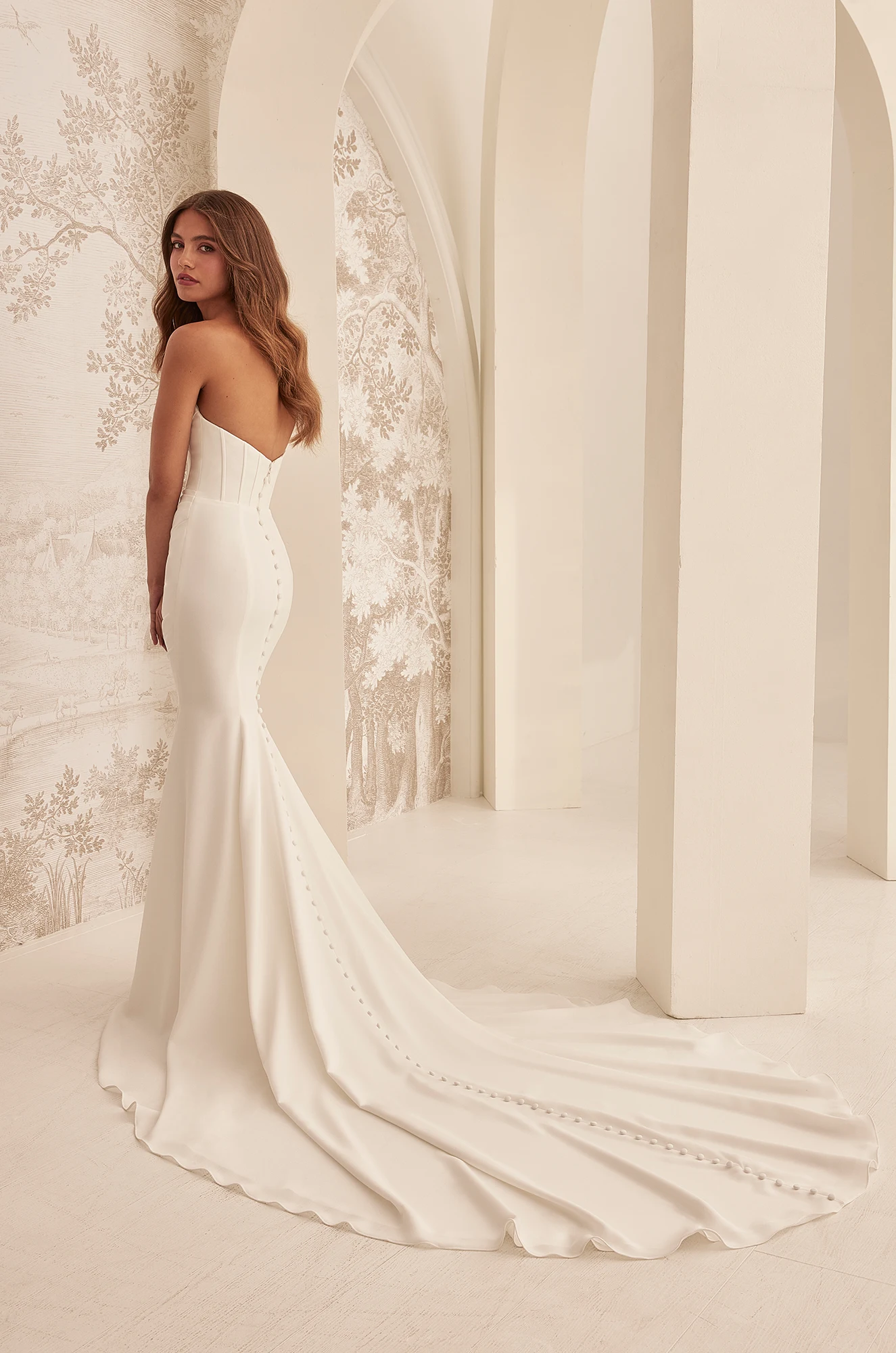 M2525 | Strapless Crepe Corset Wedding Dress