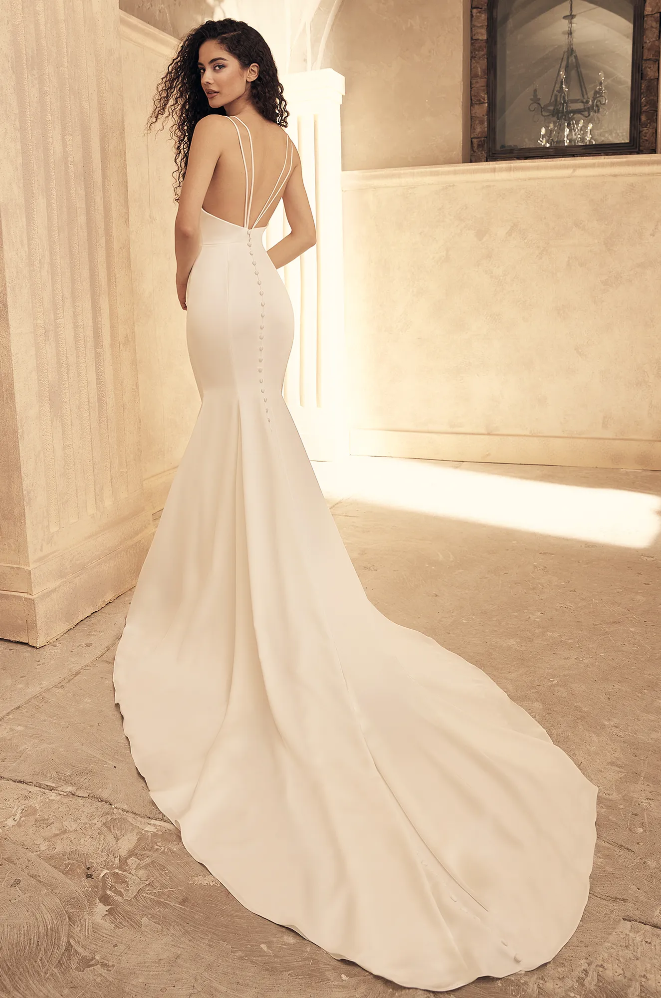 Style P5162-Satin Wedding Dress with Plunging Cowl Neckline